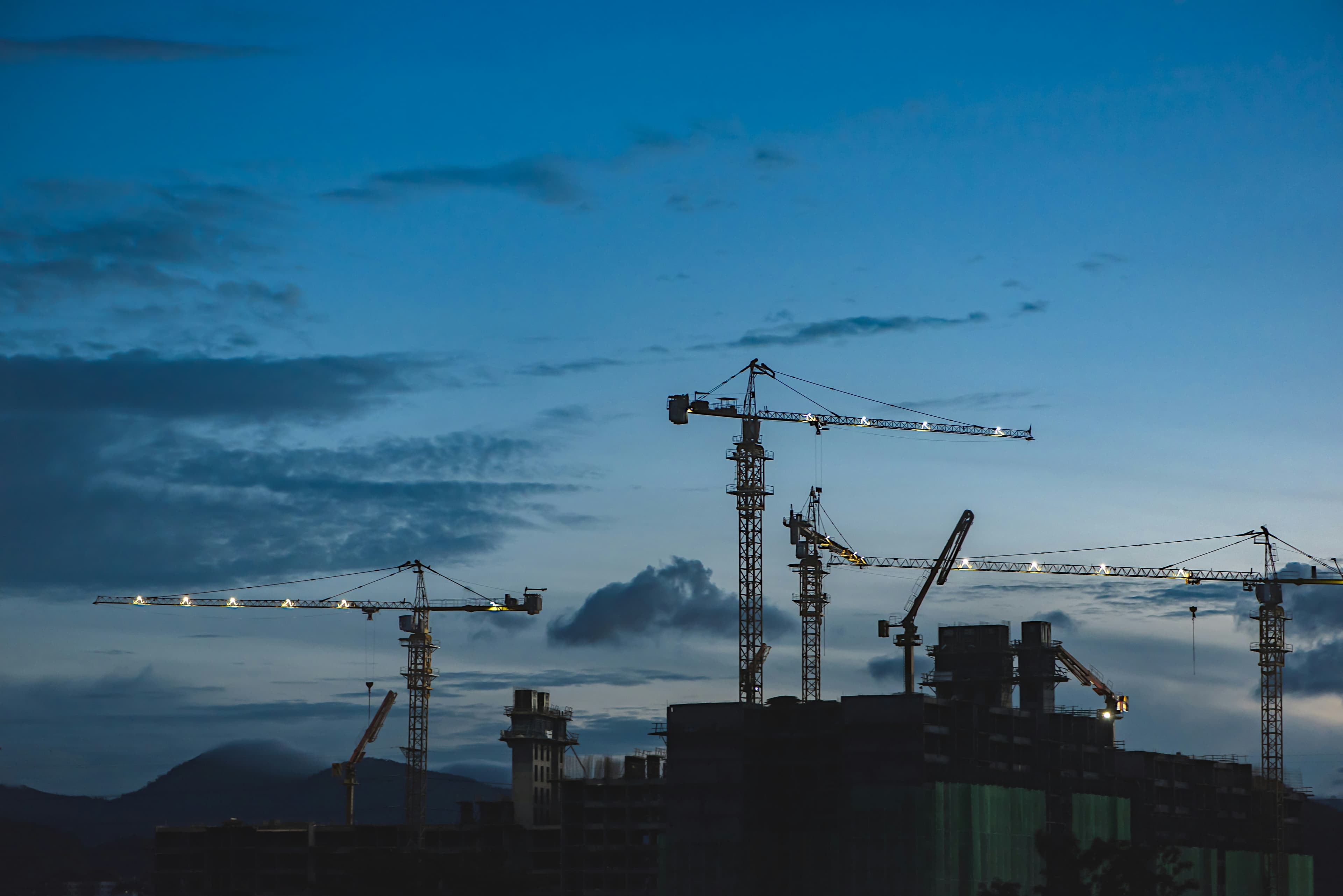 Construction workers on an active MPD Construction building site